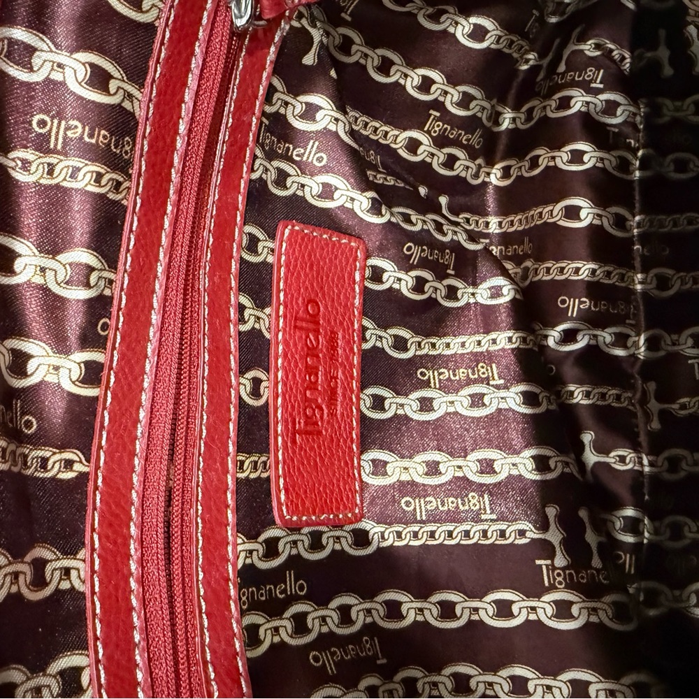 Tignanello Red Leather Tote Bag - Picture 5 of 7